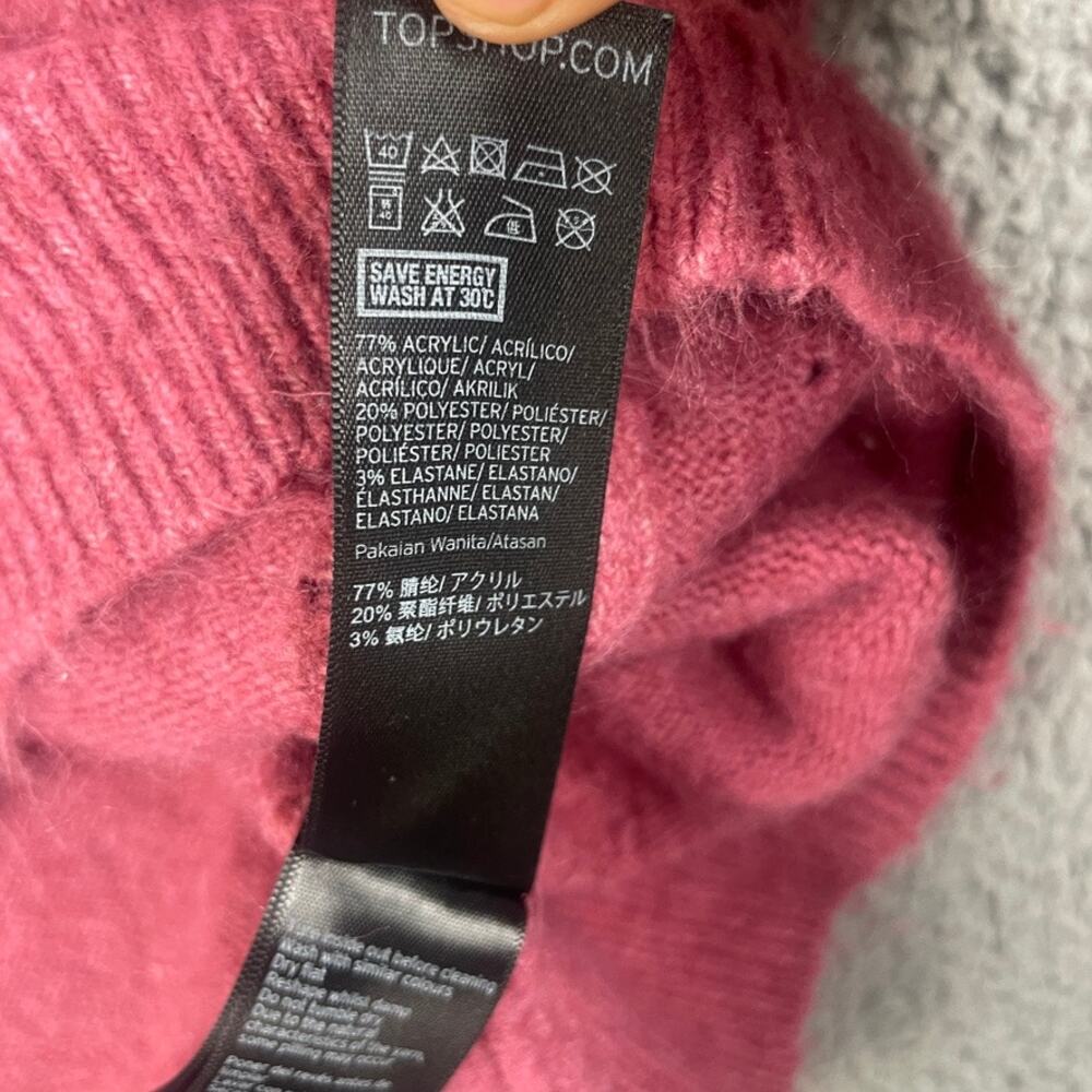 Topshop Women's 6 Pink Acrylic Polyester Elastane Crew Neck Long Sleeve Sweater - Picture 5 of 11